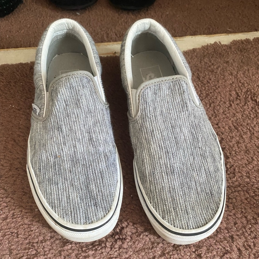 Gray slip on vans